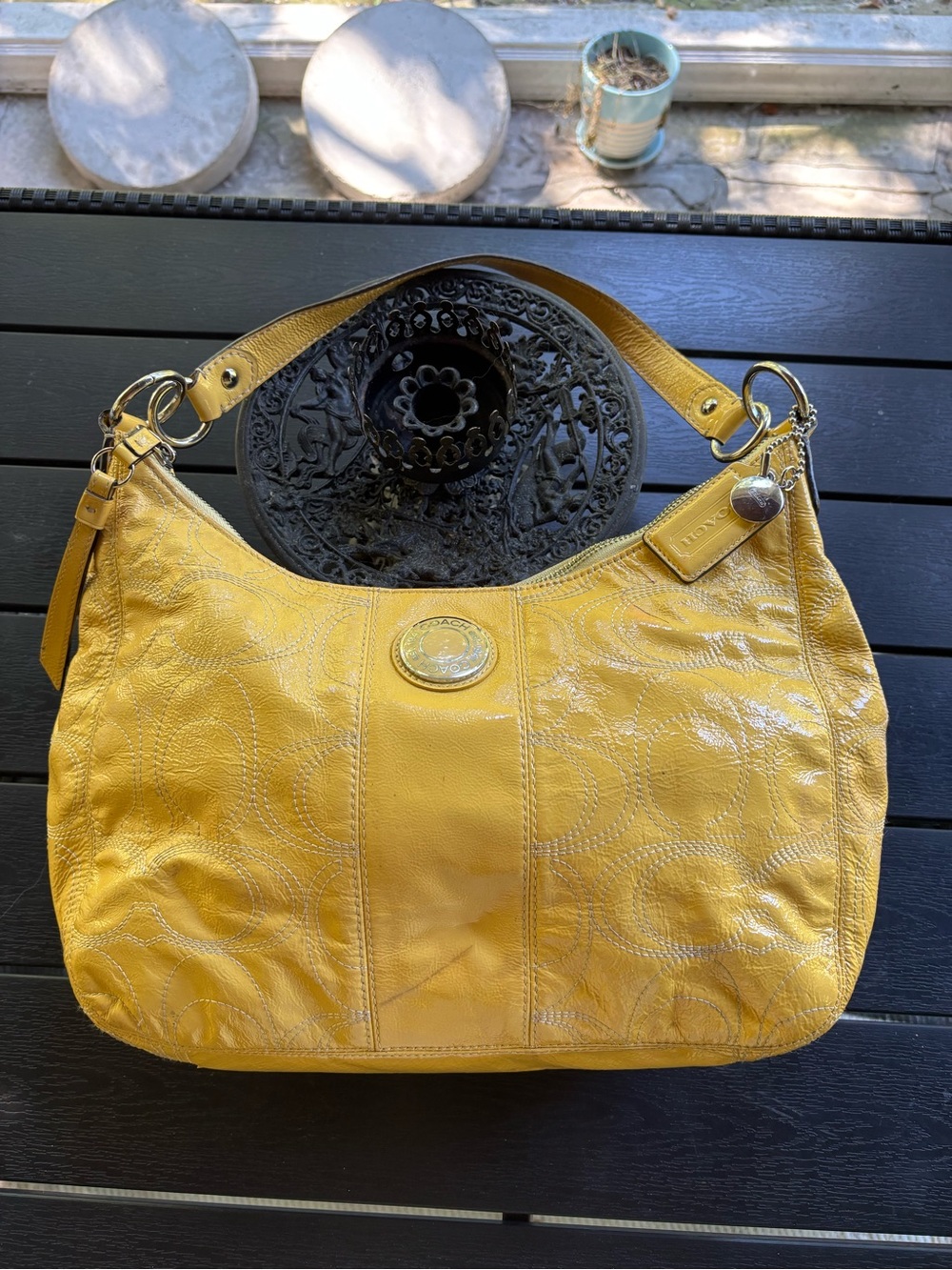 Coach Mustard Yellow Leather Hobo Shoulder Bag - Picture 2 of 16